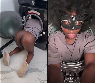 Embarrassed Ebony Gets Stuck in Dryer and Takes Hard Anal Pounding - RealAmateur Fuck'